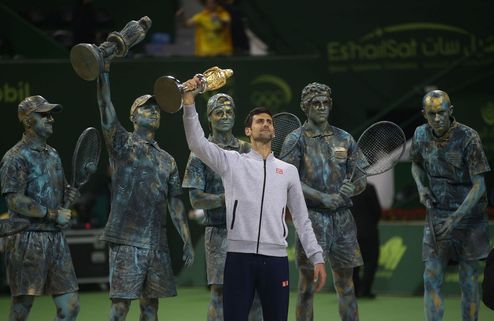 Novak Djokovic celebrating his 2017 Qatar Open title - Source: Getty