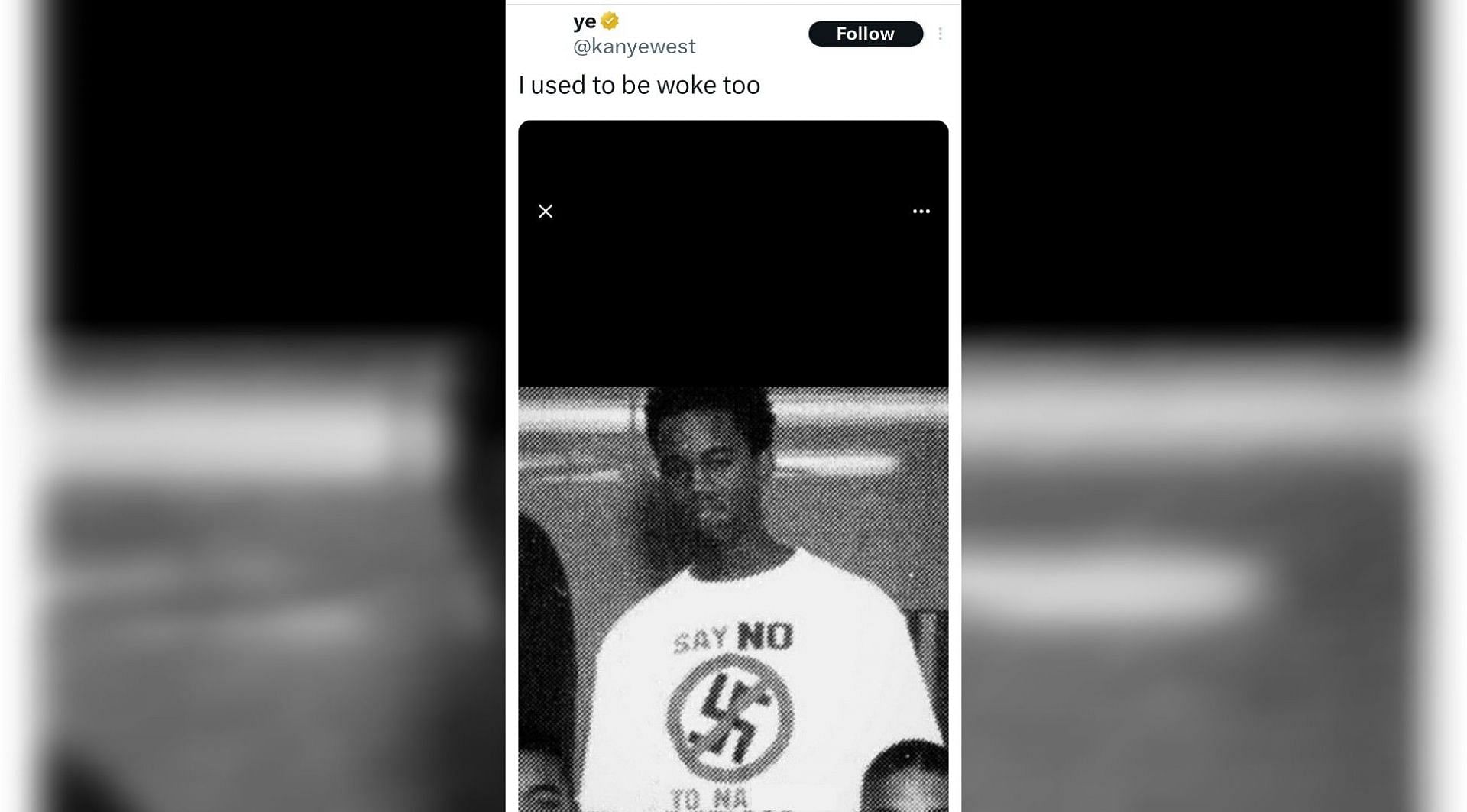 Kanye shared an old photo on X (Image via X/@kanyewest)