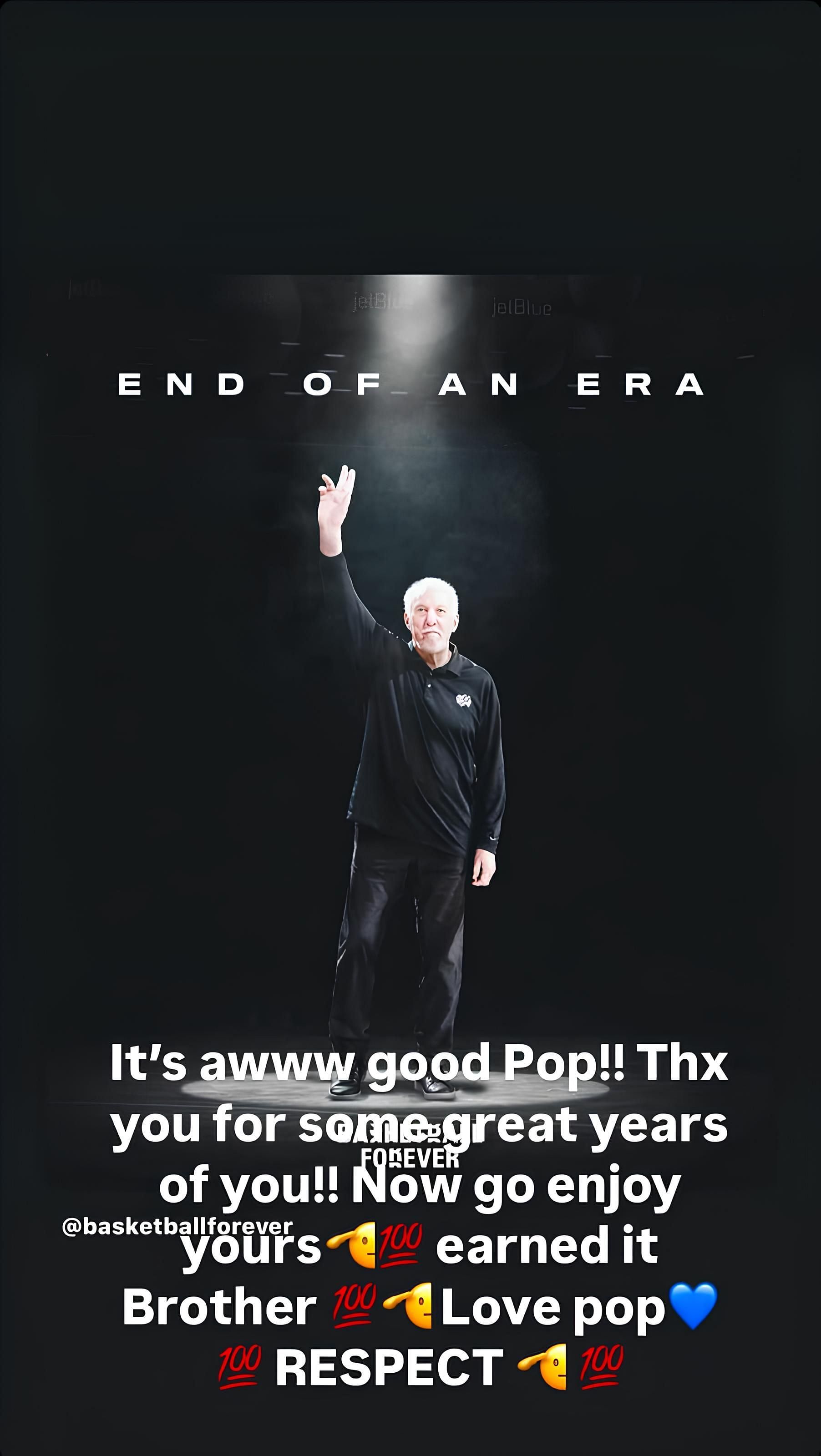 Kevin Garnett&#039;s tribute to Gregg Popovich. (Credits: IG/Kevin Garnett)