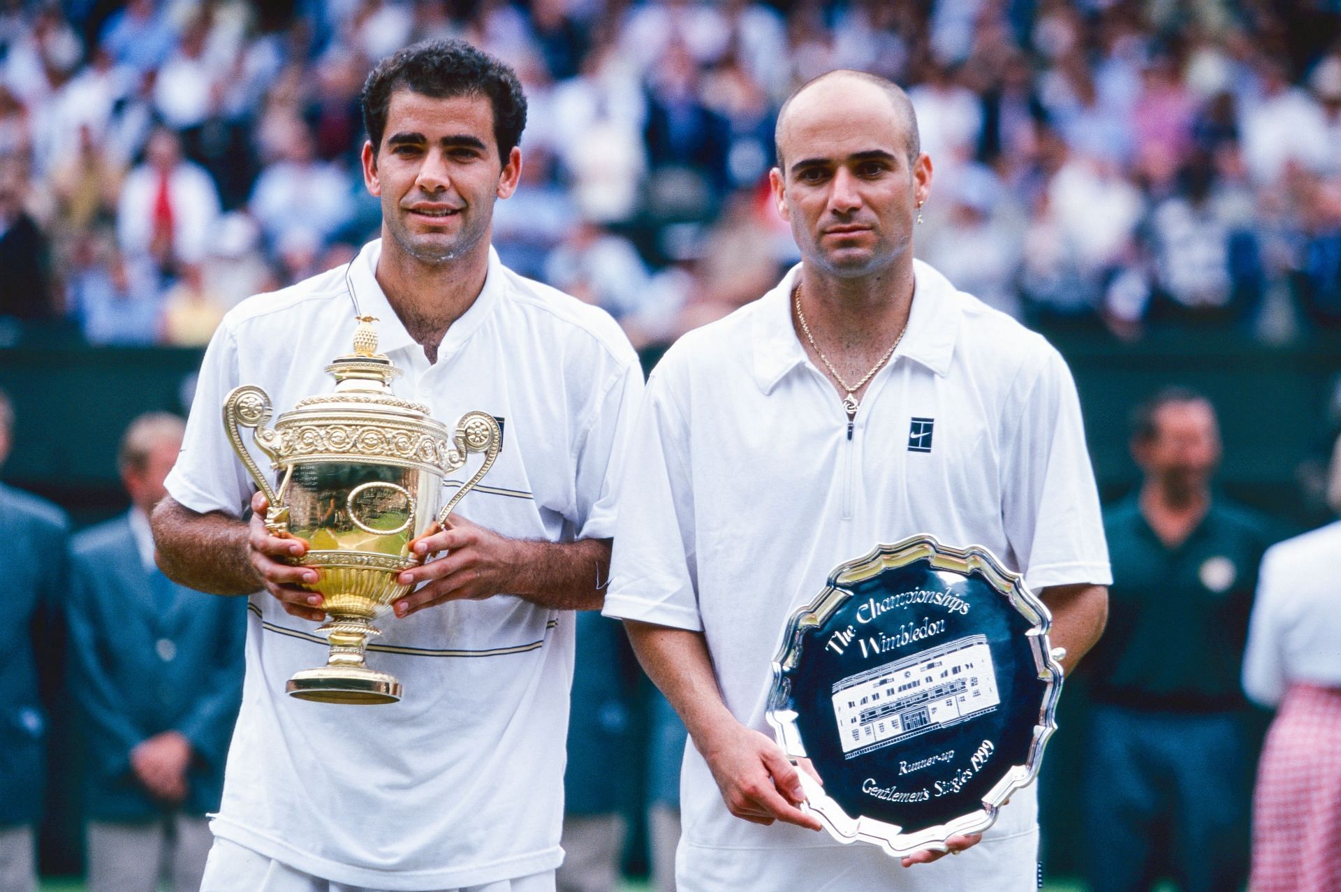 Pete Sampras and Andre Agassi at The Championships - Wimbledon 1999 - Source: Getty