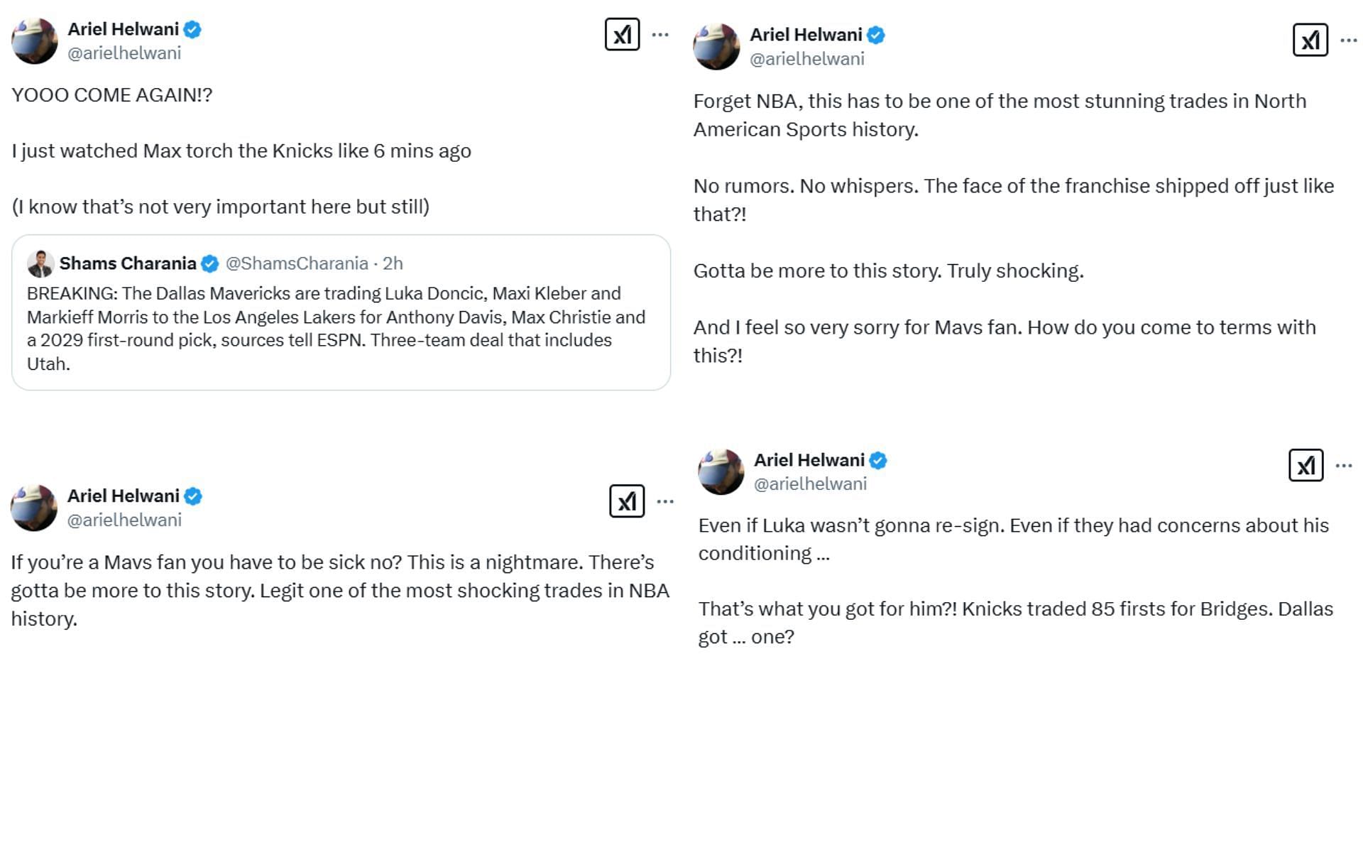 Screenshots of Helwani&#039;s X posts