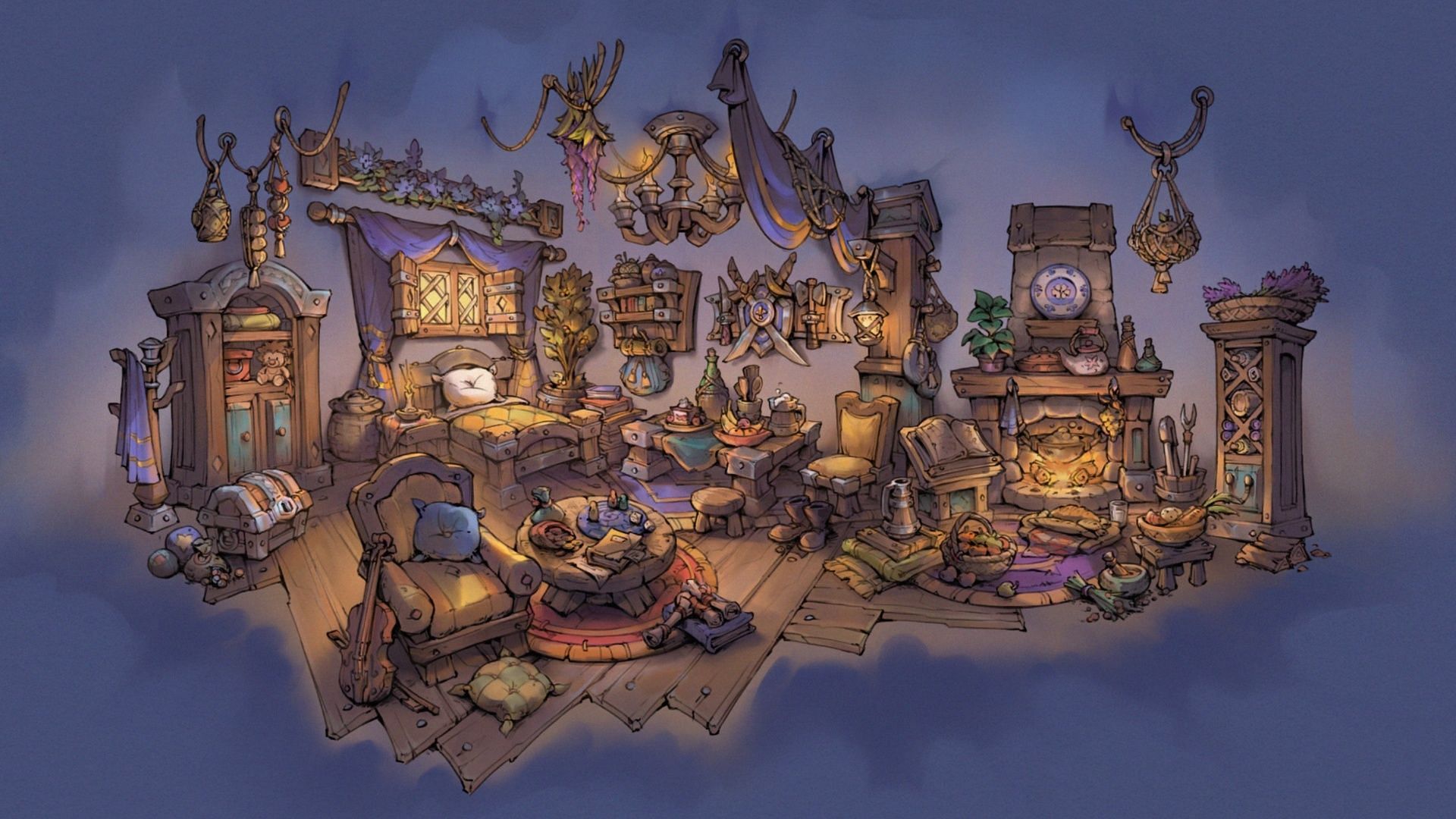 This is just some really neat concept art for housing interiors (Image via Blizzard Entertainment)