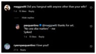Seção de comentários da postagem de mídia social de Vinnie Pasquantino