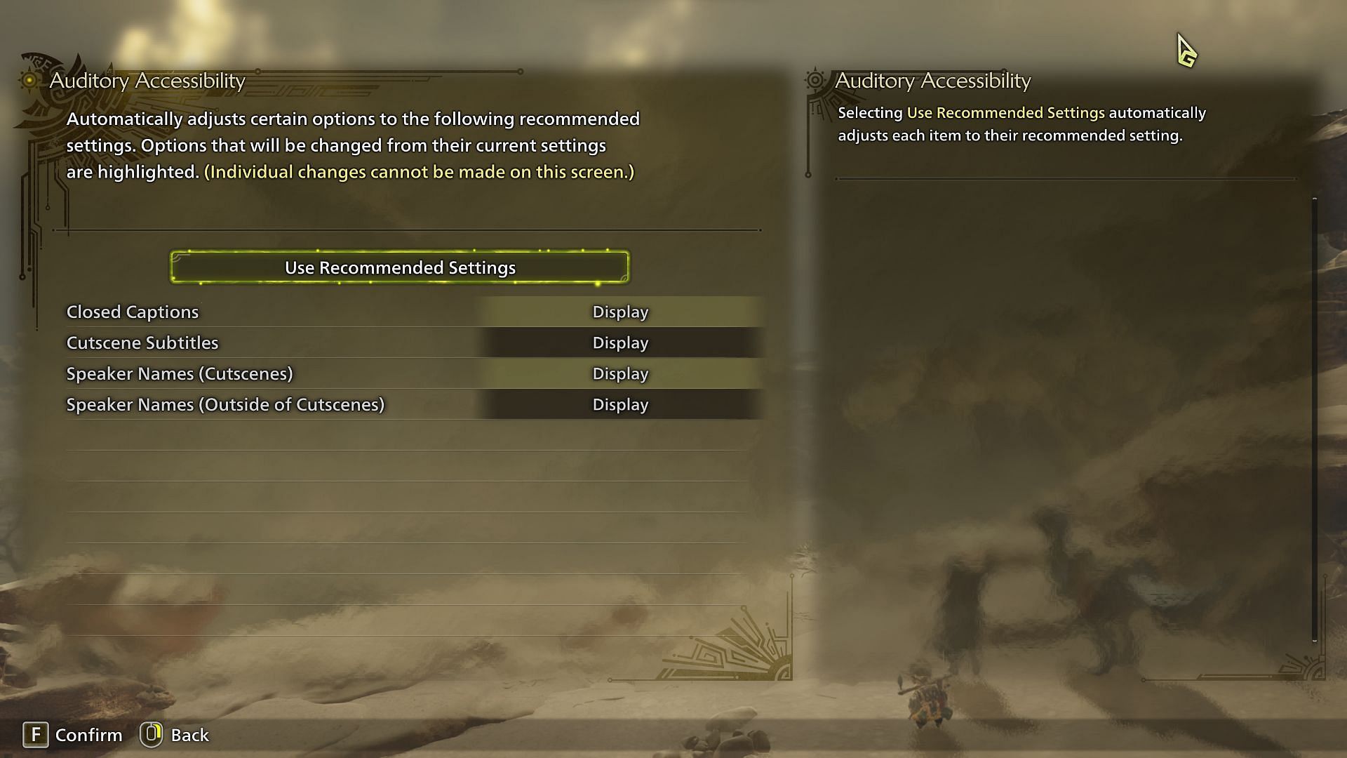 Hover to Auditory Accessibility in MH Wilds (Image via Capcom)