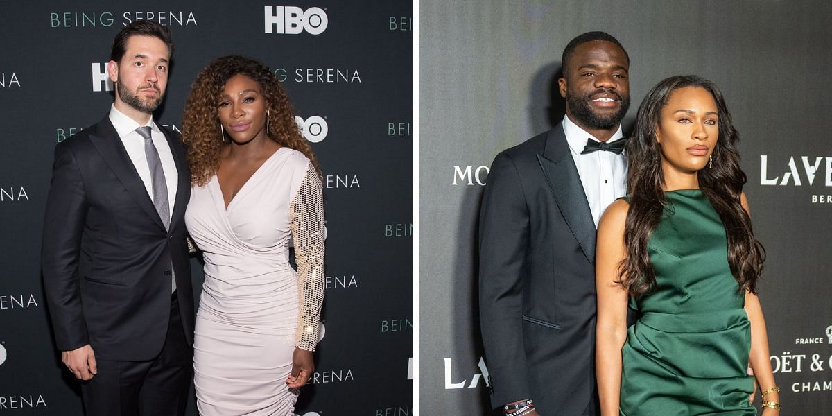 Serena Williams with Alexis Ohanian (L) and Frances Tiafoe with Ayan Broomfield (R) - Source: Getty