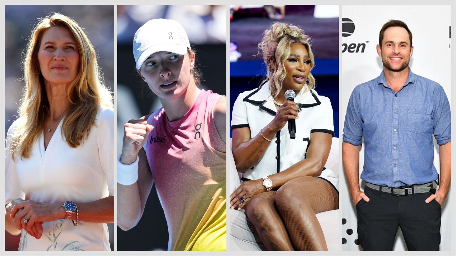 Steffi Graf, Iga Swiatek, Serena Williams and Andy Roddick