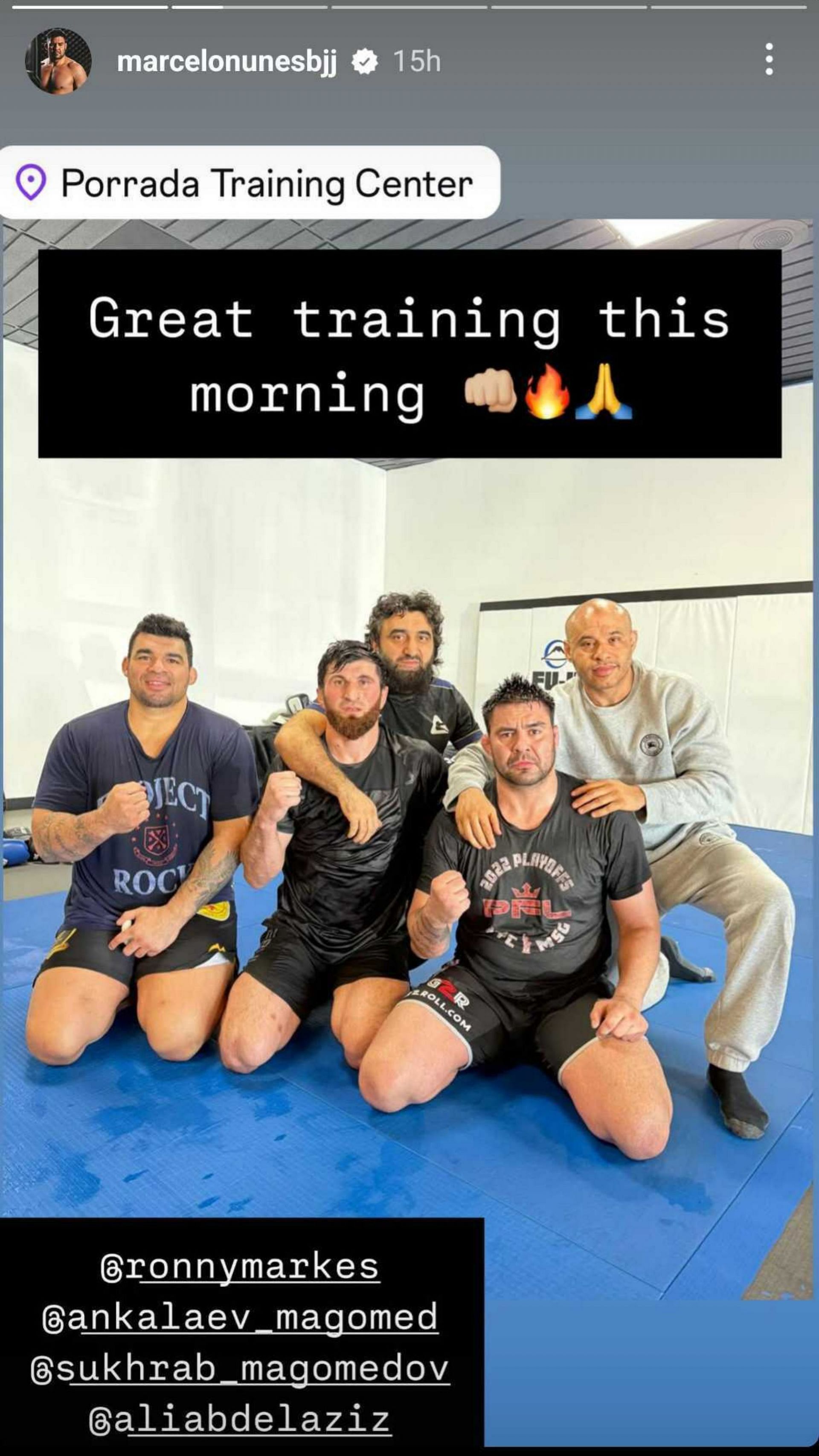 Screenshot of Marcelo Nunes&#039; social media post [Image Source - @marcelonunesbjj on Instagram]