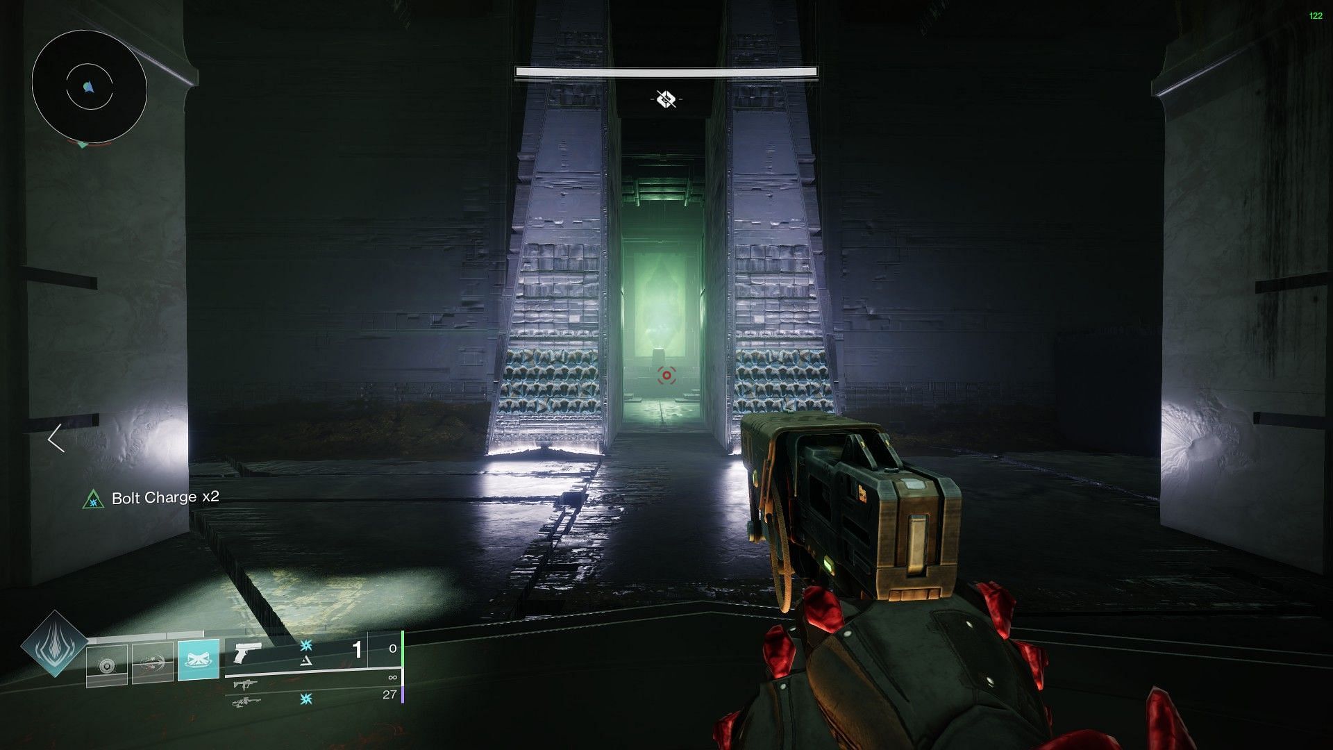 The opened door behind the Darkness plate in Destiny 2 (Image via Bungie)