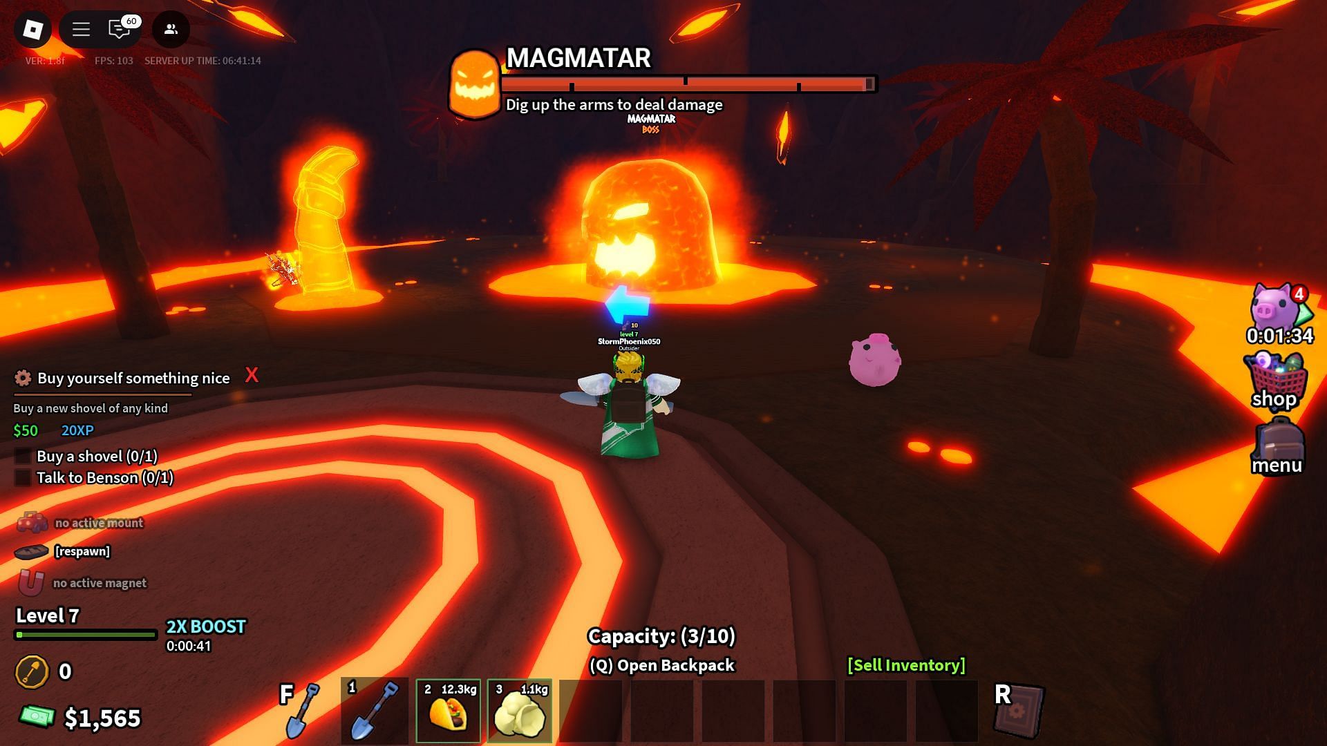 The boss will throw different attacks to damage you (Image via Roblox)