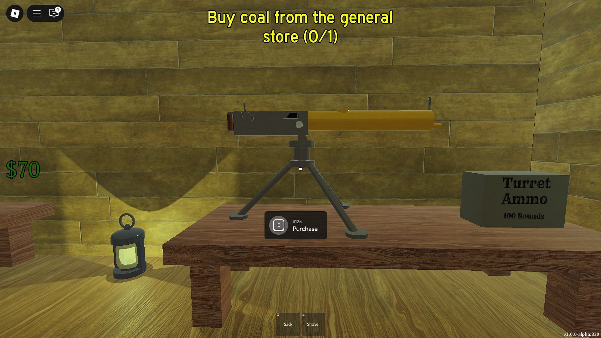 Get the Maxim Machine Gun from the Gunsmith shop (Image via Roblox)