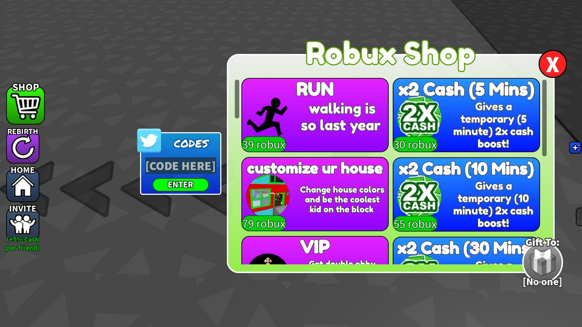 Redeem codes in Make Games to Become Rich and Famous (Image via Roblox)