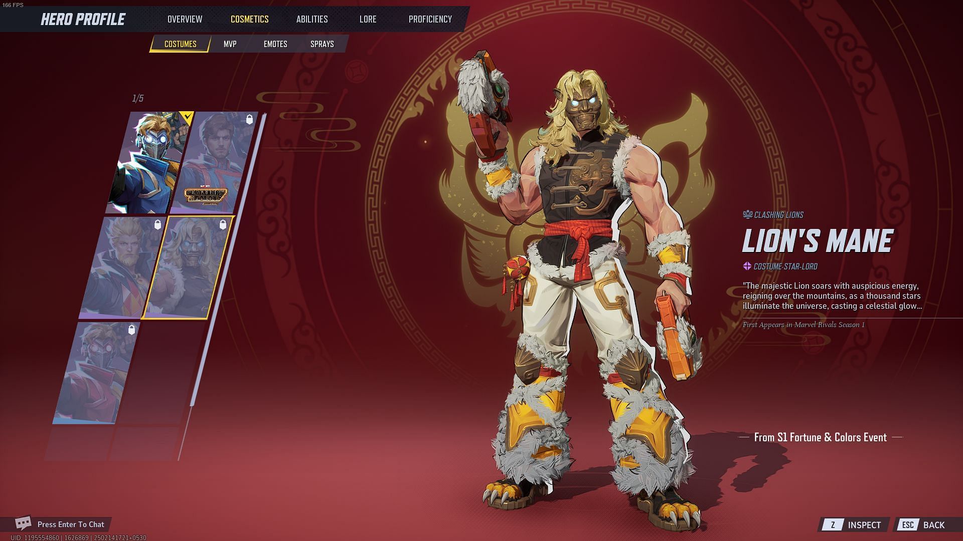 Lion&#039;s Mane skin for Star Lord in Marvel Rivals (Image via NetEase Games)