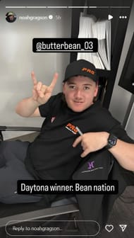 Noah Gragson's story on Instagram, his meeting with ARCA series driver Brenden Butterbean. Source: Instagram, @noahgragson
