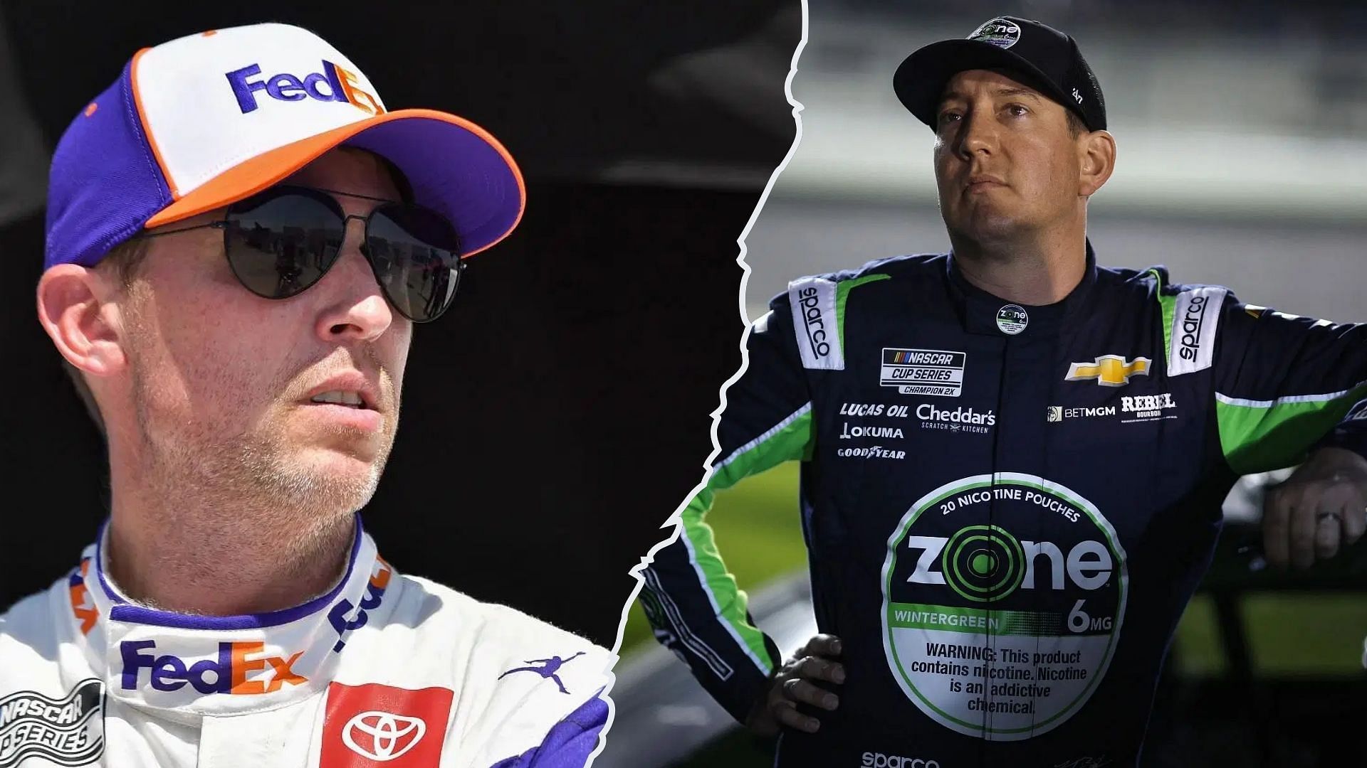 Denny Hamlin (L) gives a reality check to Kyle Busch (R) (Image: Getty)