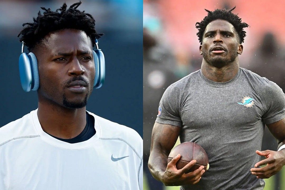 Antonio Brown, left, Tyreek Hill, right 