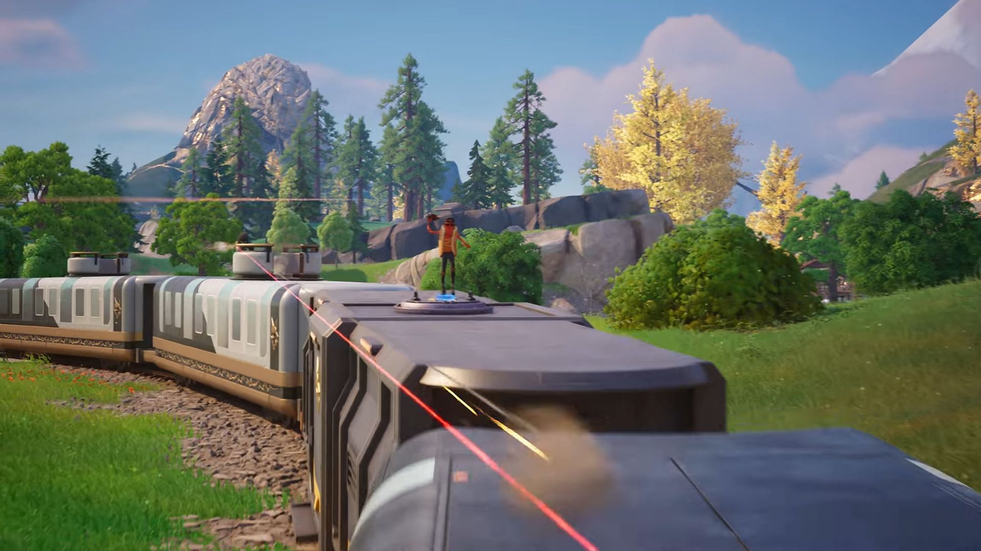 The beloved train seems to have received a rather dangerous facelift (Image via YouTube/Epic Games)