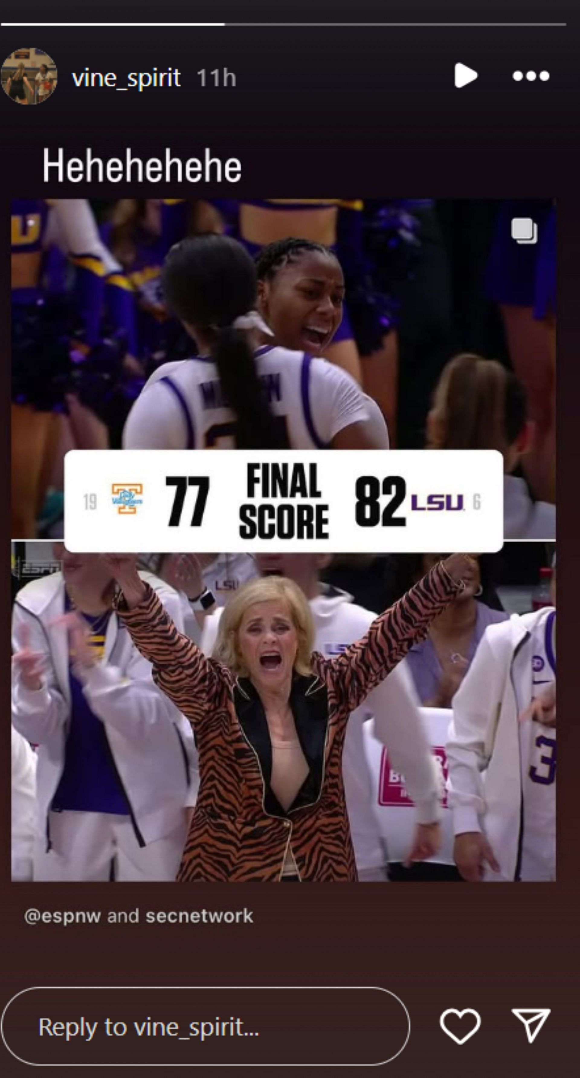 LSU commit Divine Bourrage shares 1-word reaction as the Lady Tigers pick up their fourth, ranked win of the season (Image: IG/vine_spirit)