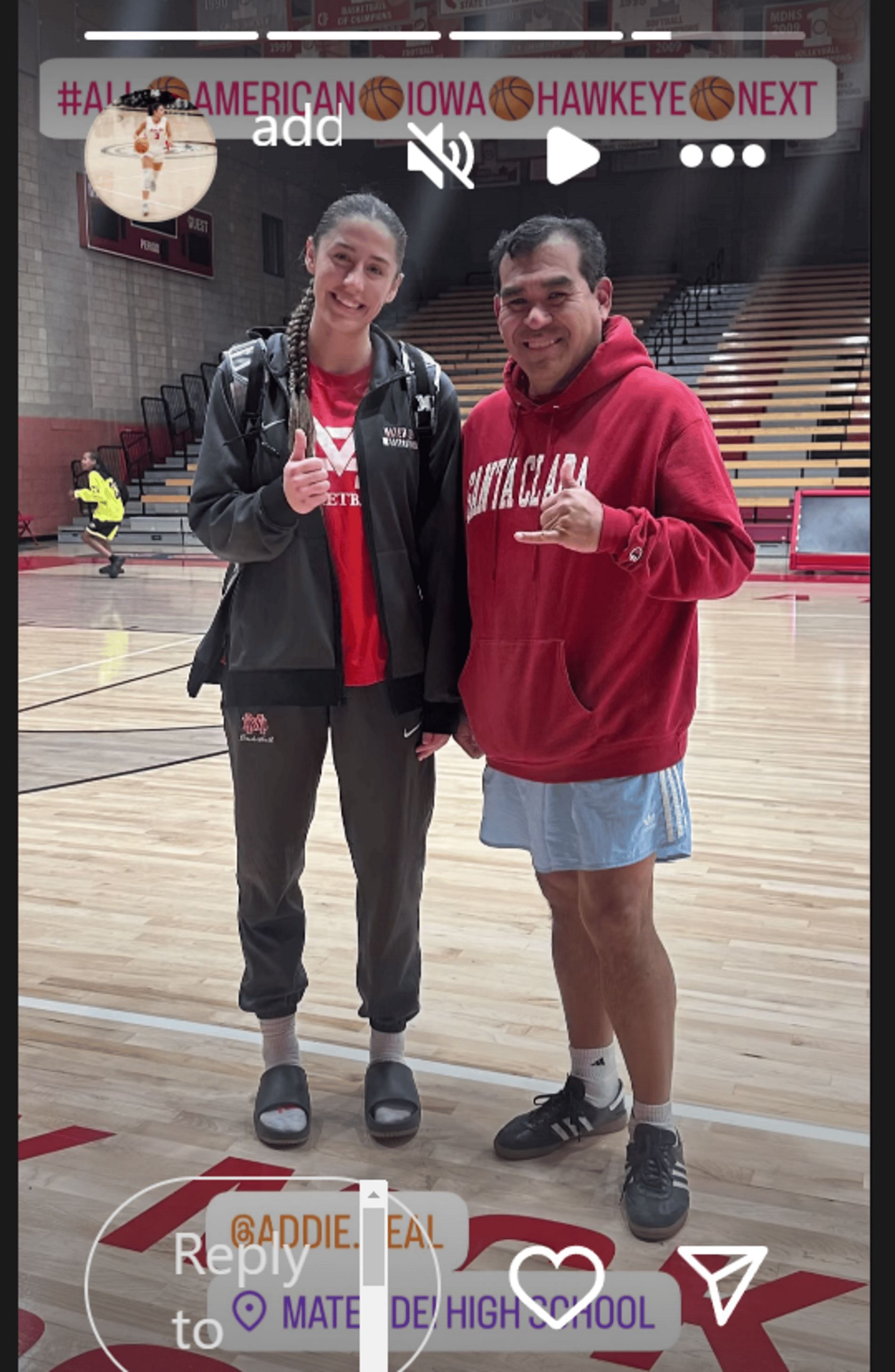 Addie Deal shares snap of her getting her high school basketball goals (Source: Instagram/ addie.deal)