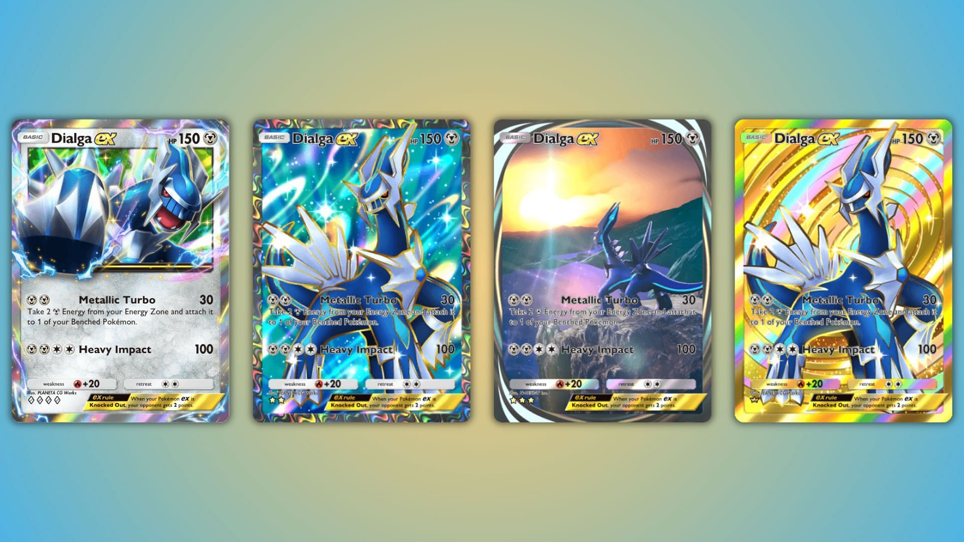 All Dialga ex variants in the game (Image via The Pokemon Company)