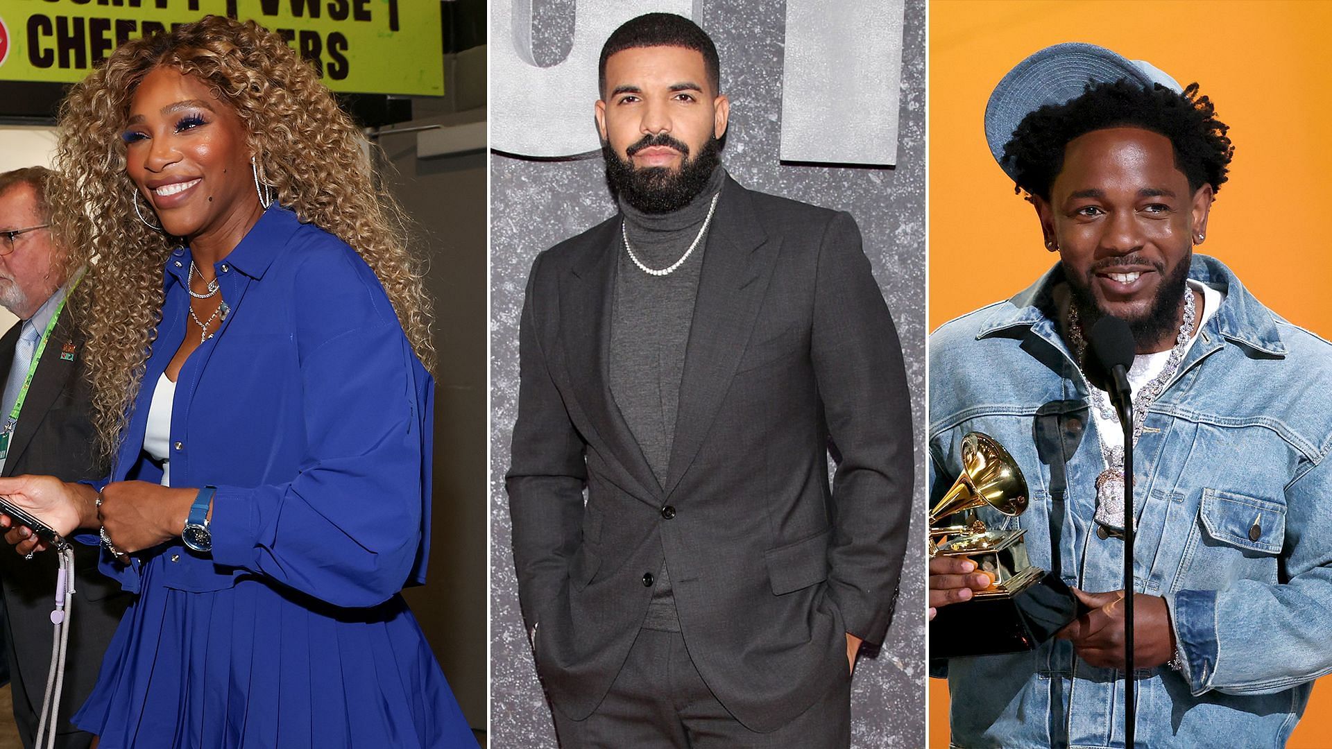 Serena Williams, Drake and Kendrick Lamar; (Source - Getty Images)