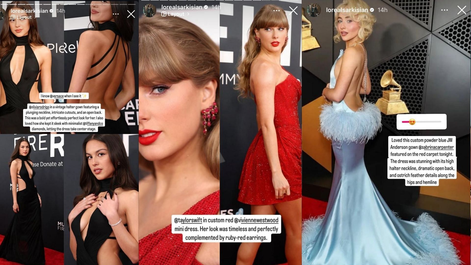 Loreal Sarkisian reviews Taylor Swift&#039;s Grammy look (Images via @lorealsarkisian)