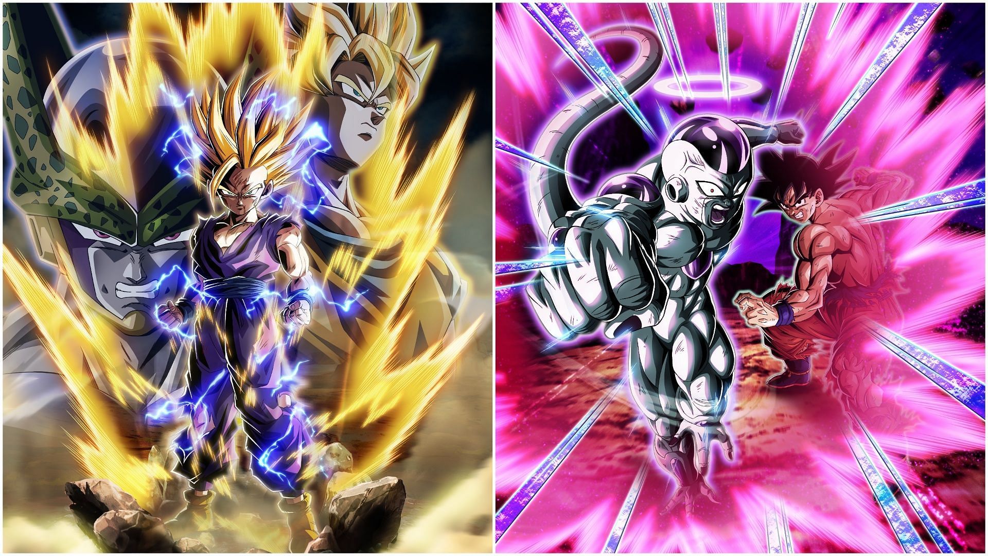 Super Saiyan 2 Gohan (Youth) and Frieza (Final Form) (Angel) + Goku in Dragon Ball Z Dokkan Battle (Image via Bandai Namco)