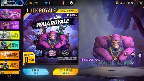 The Wall Royale event is a perfect way to get Gloo Wall skins (Image via Garena)