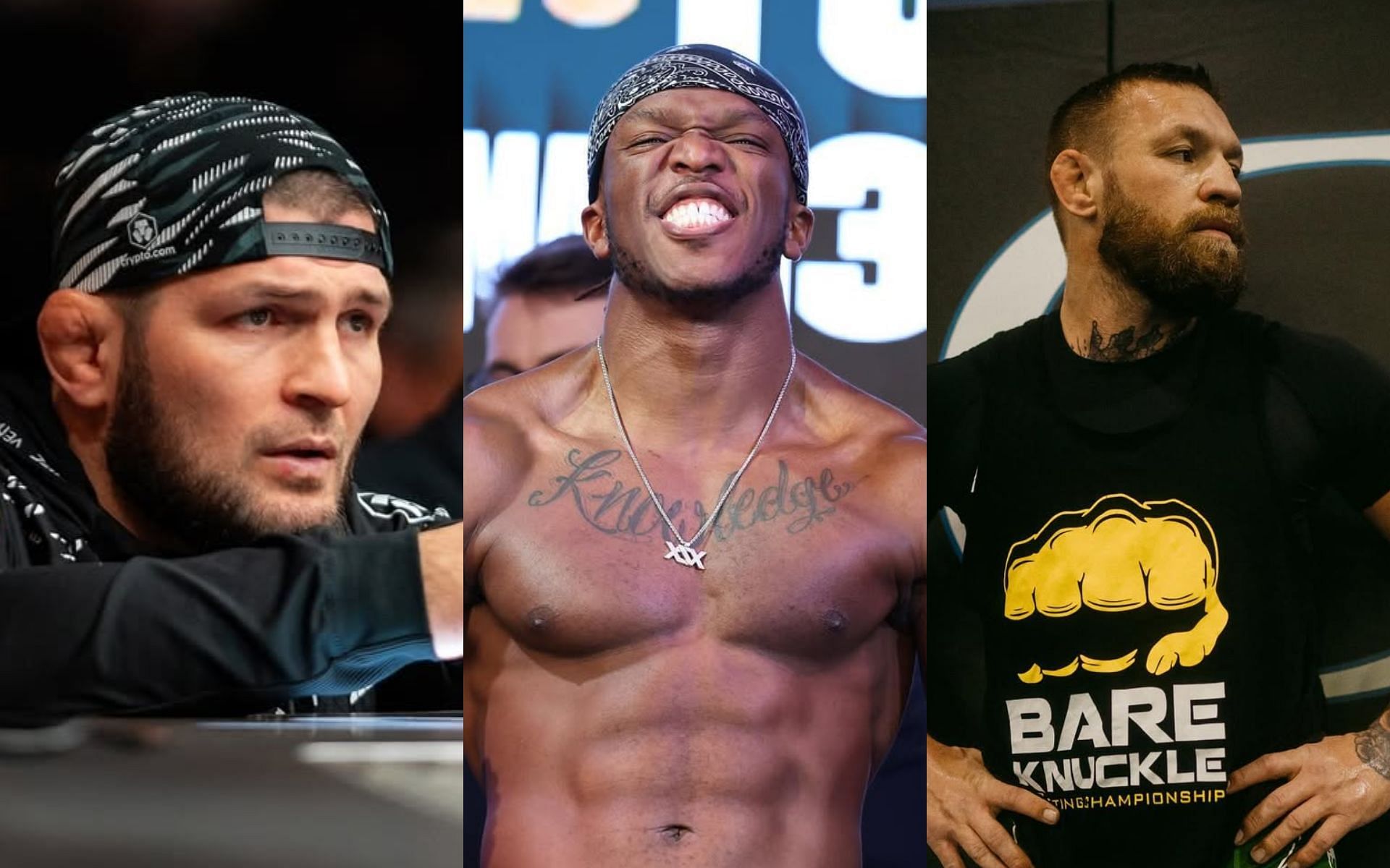 KSI (middle) expresses disappointment over Conor McGregor