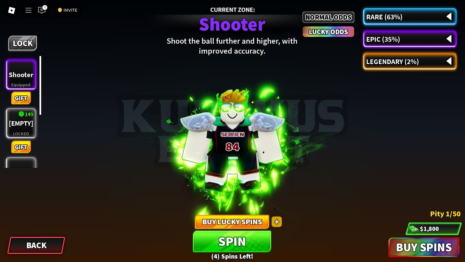 The Zones in Kuroku&rsquo;s Basket Showdown come in various rarities (Image via Roblox)