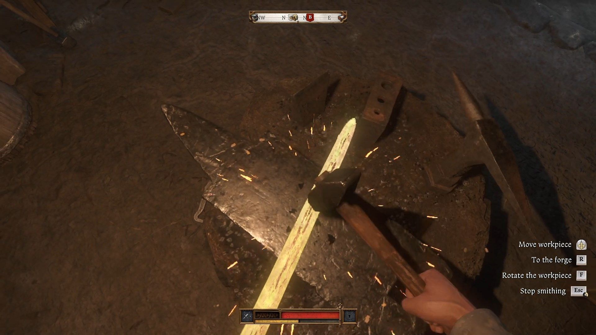 See if any sparks are flying, which indicate the hammering is working (Image via Deep Silver)