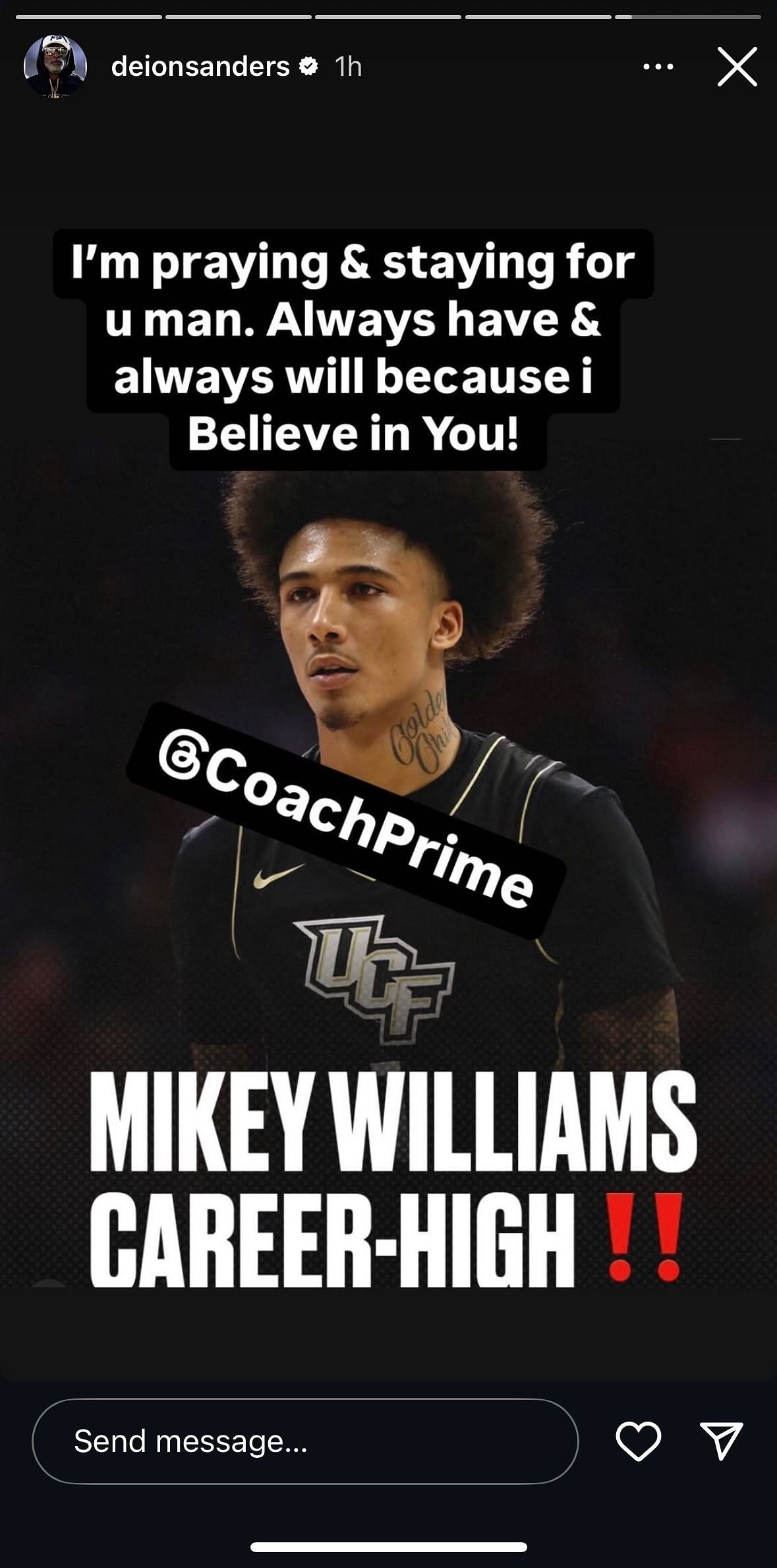 Coach Prime had some words of encouragement for UCF&#039;s Mikey Williams