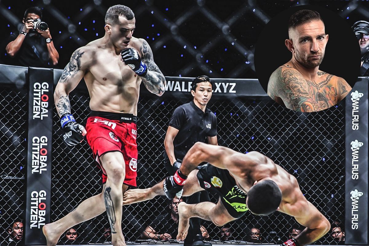 Roberto Soldic (left), Dagi Arslanaliev (right). Liam Harrison (circle inset) [Photo via ONE Championship]