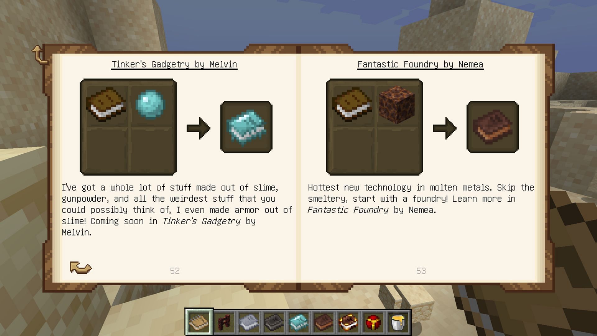 Unlock more recipes in the Minecraft Tinkers Construct mod by crafting these books (Image via Mojang Studios || Curseforge/@mDiyo)