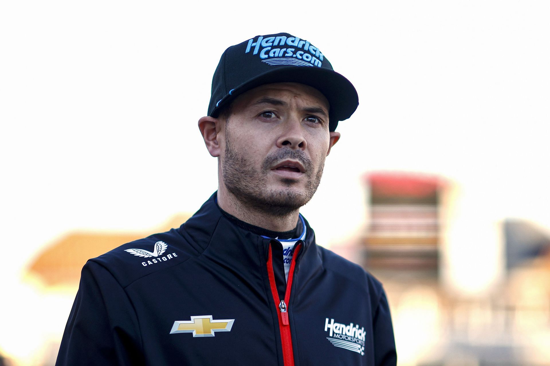 Kyle Larson looks on prior to practice for the Cook Out Clash at Bowman Gray Stadium (Source: Getty)