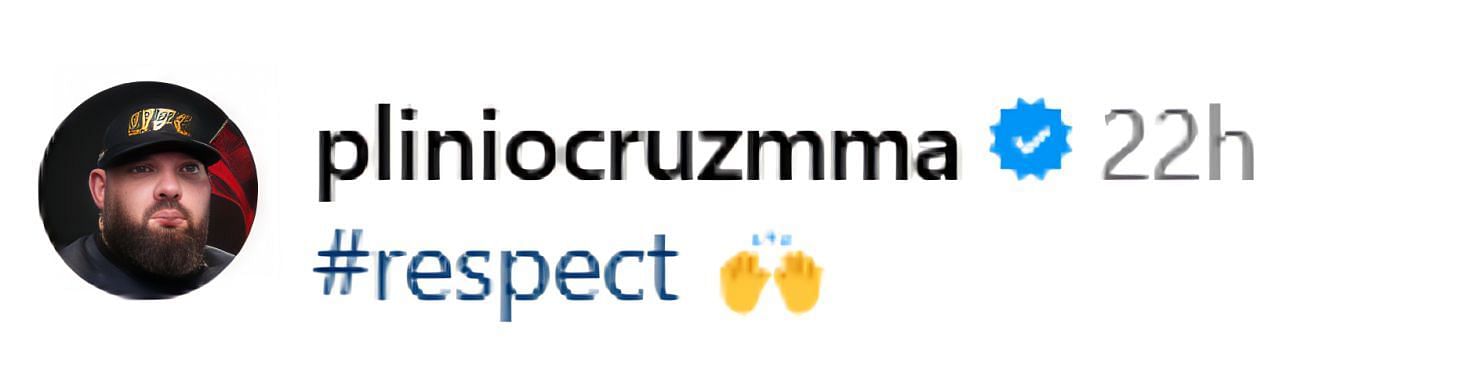 Plinio Cruz&#039;s reaction to Israel Adesanya&#039;s Instagram post. [Screenshot courtesy: @stylebender on Instagram]