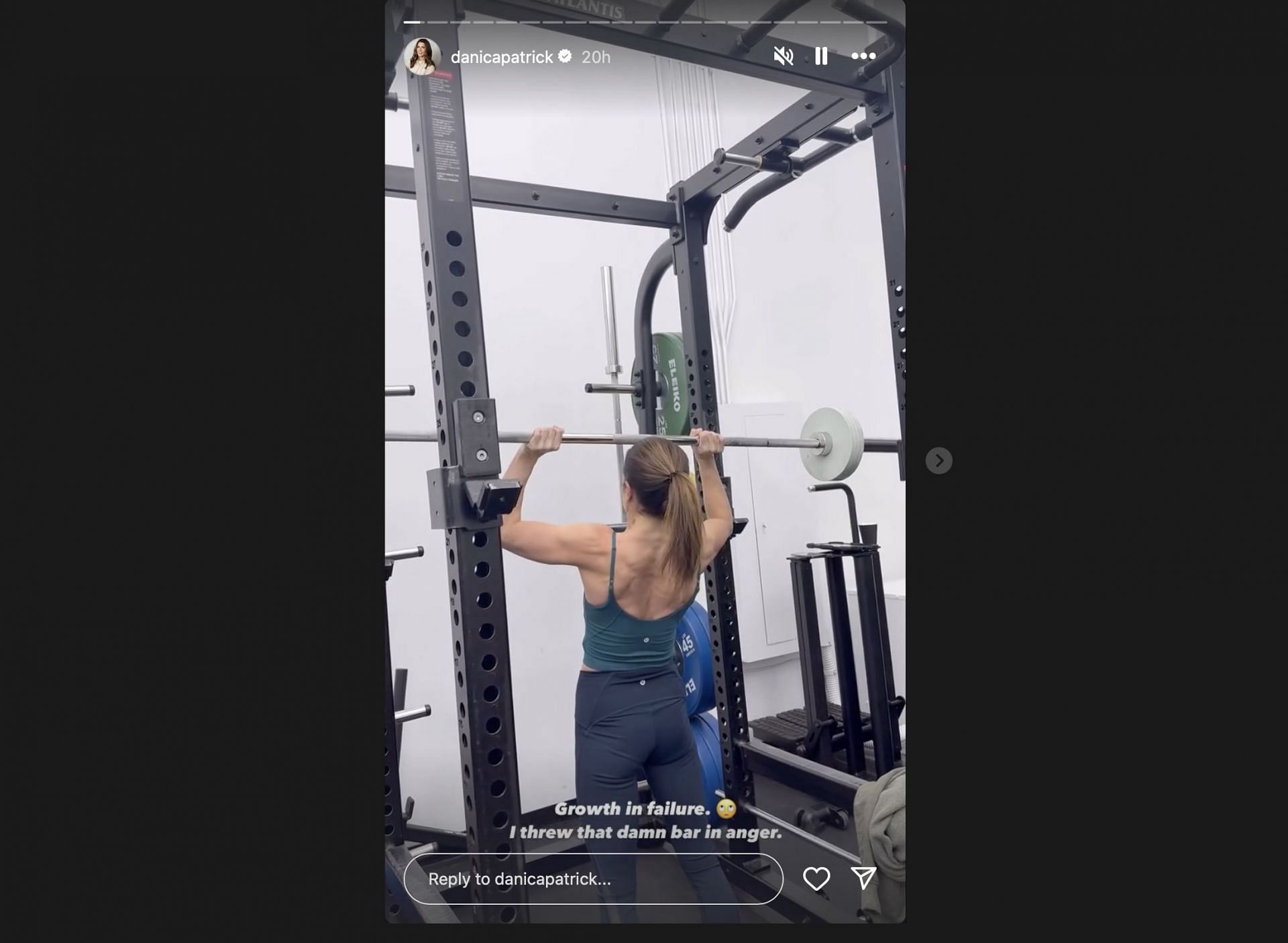 Danica Patrick&#039;s story of her upper body workout session - Source: via @danicapatrick on Instagram