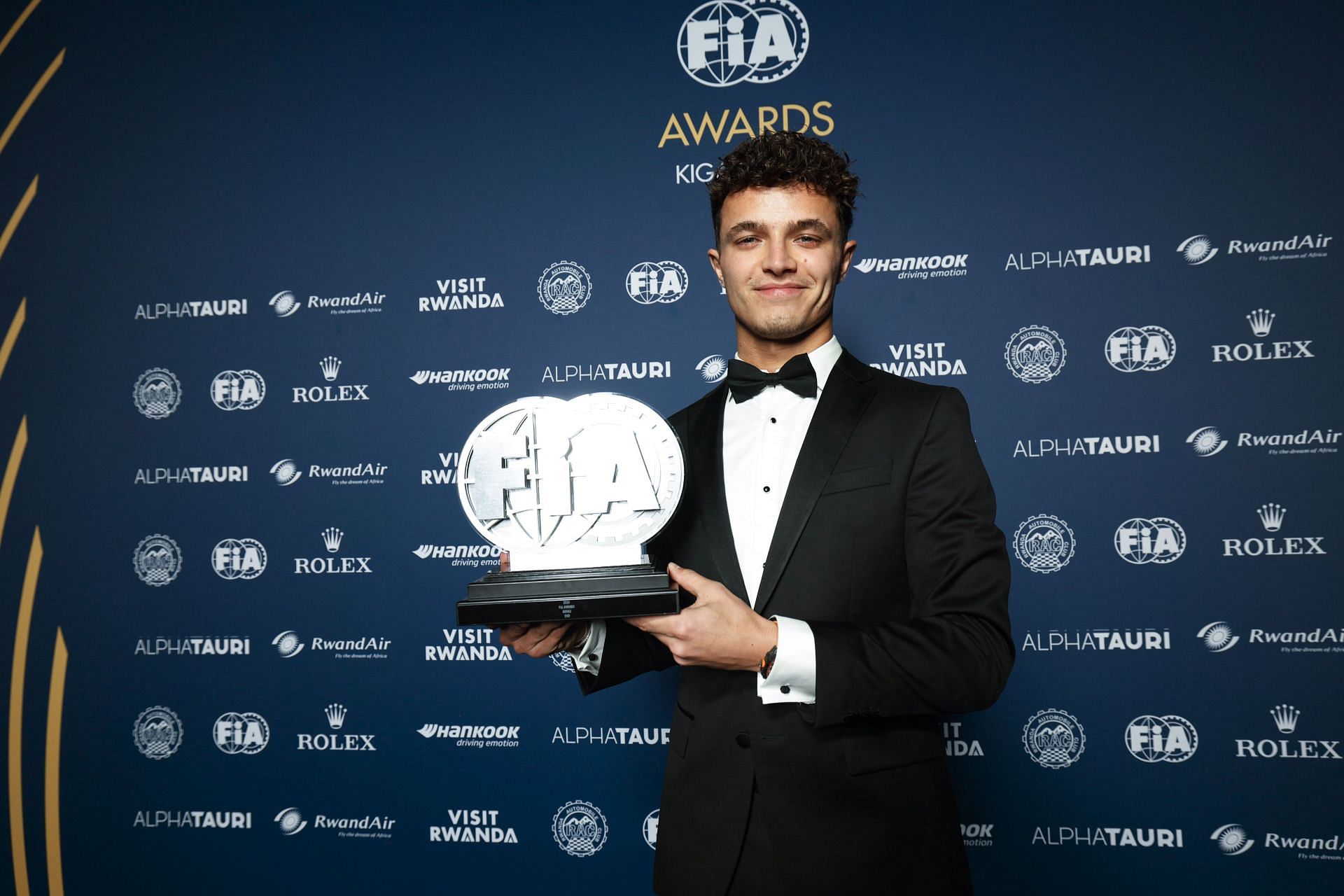 Lando Norris of Great Britain and McLaren poses for a photograph with the 2nd position in the Formula 1 Championship award- Source: Getty