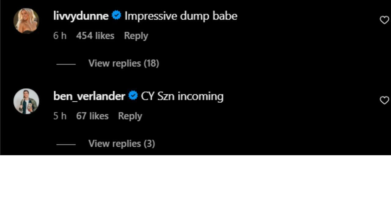 Reactions from Olivia Dunne and Ben Verlander