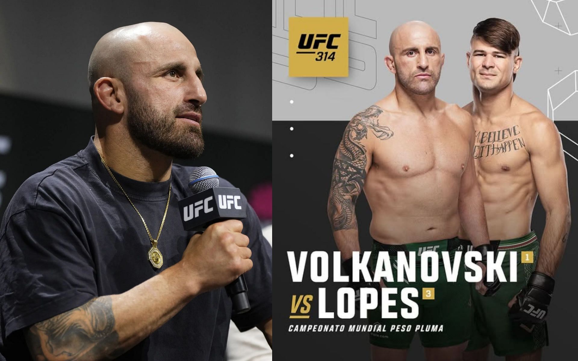 Alexander Volkanovski (left) already knows who he will callout after beating Diego Lopes at UFC 314 (right) [Images courtesy: Getty Images, @diegolopesmma on Instagram]