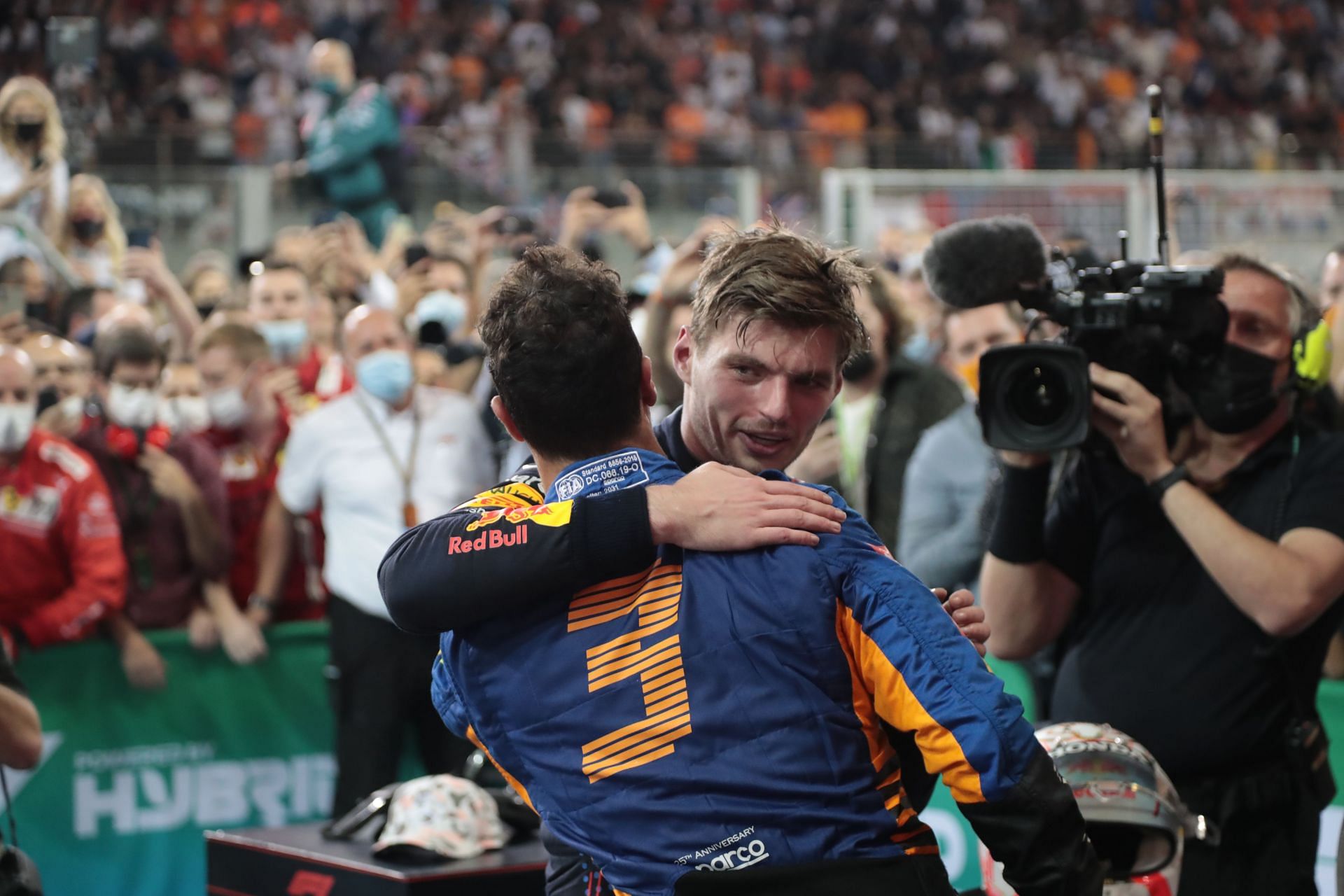 Max Verstappen celebrates after winning the F1 World Championship Title - Source: Getty