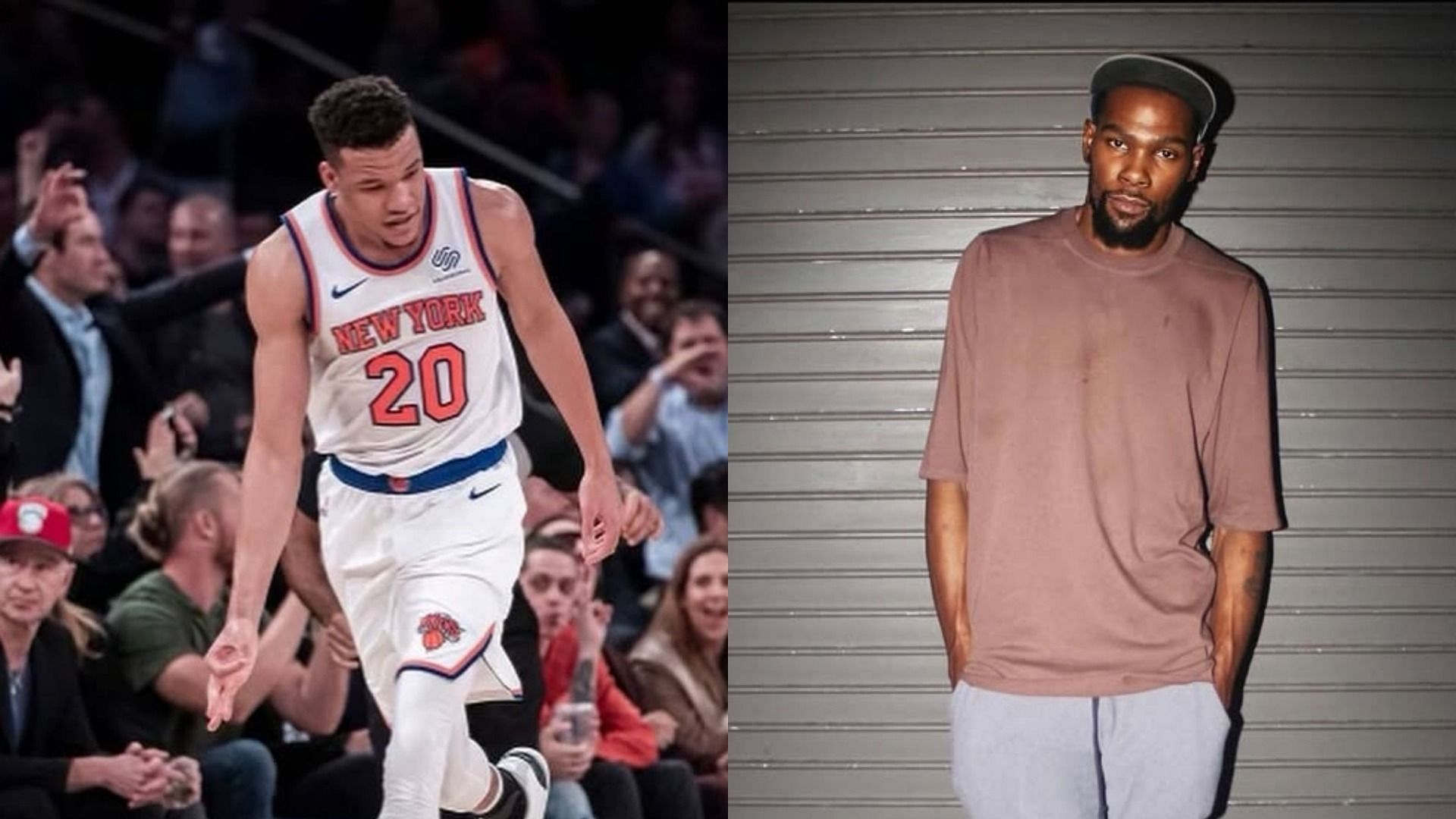 An image of Kevin Knox and Kevin Durant side by side