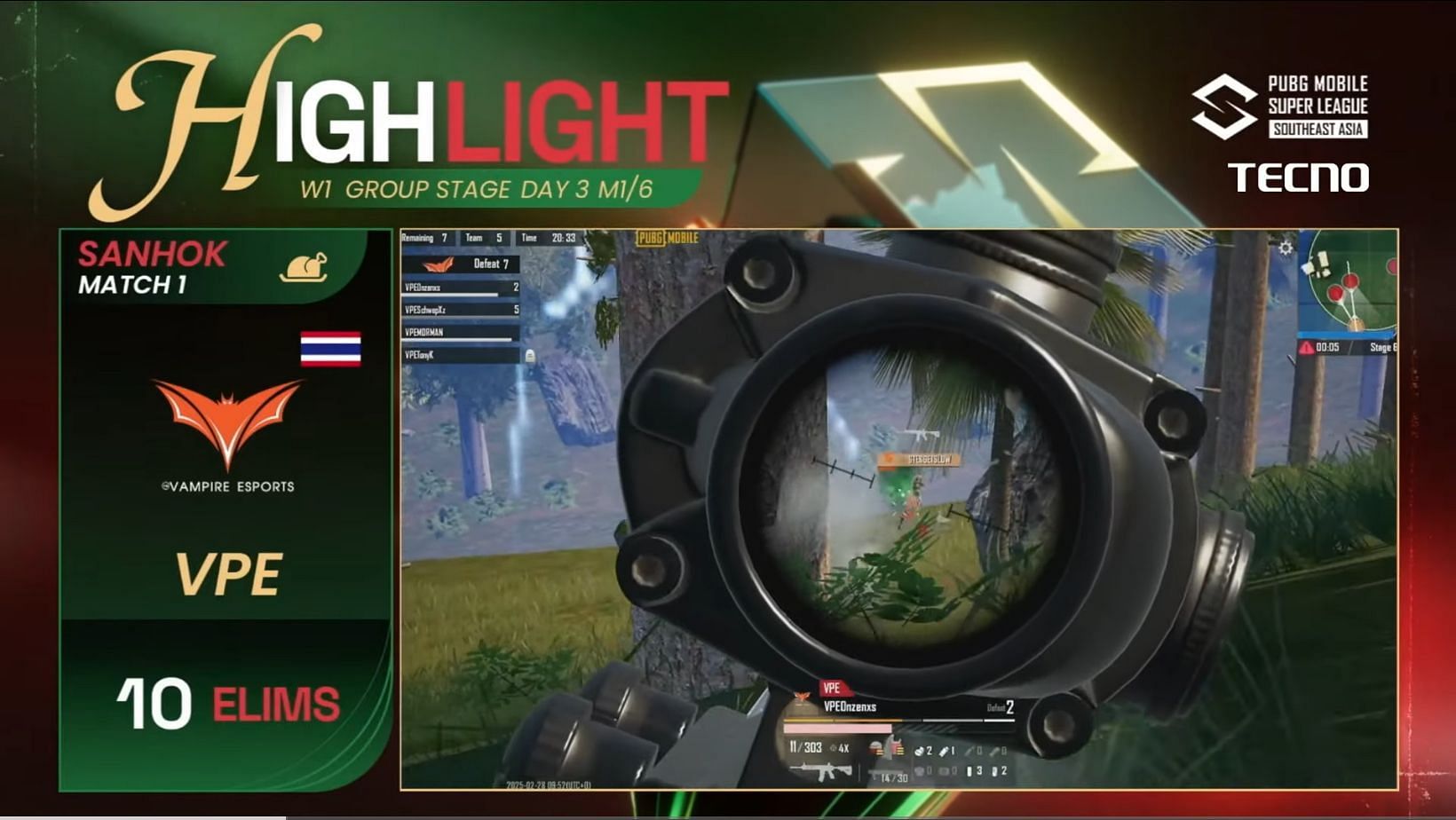 Day 3 of PMSL SEA was held on February 28 ( Image via YouTube/PUBG Mobile Esports)