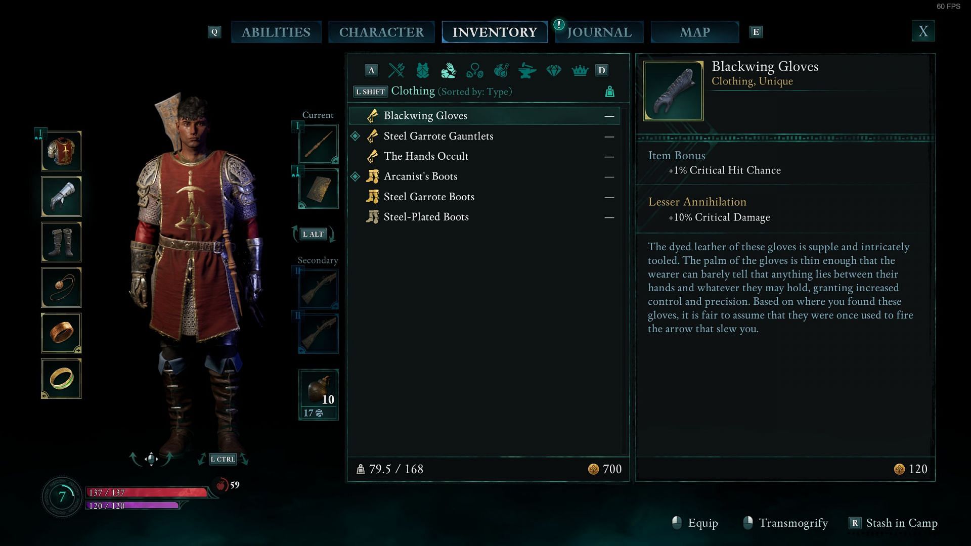 Total currency can be viewed in the inventory at the bottom of the screen (image via Xbox Game Studios)