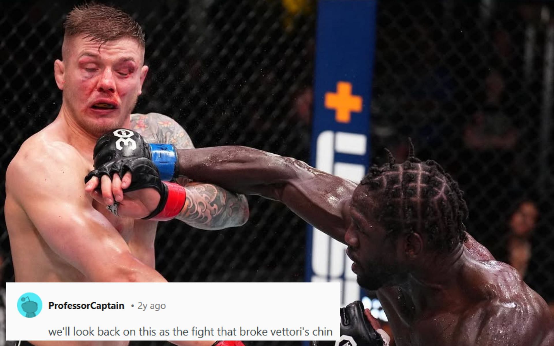 Marvin Vettori (left) sustained severe damage in his fight agaisnt Jared Cannonier (right). [Image courtesy: @ufc on Instagram]