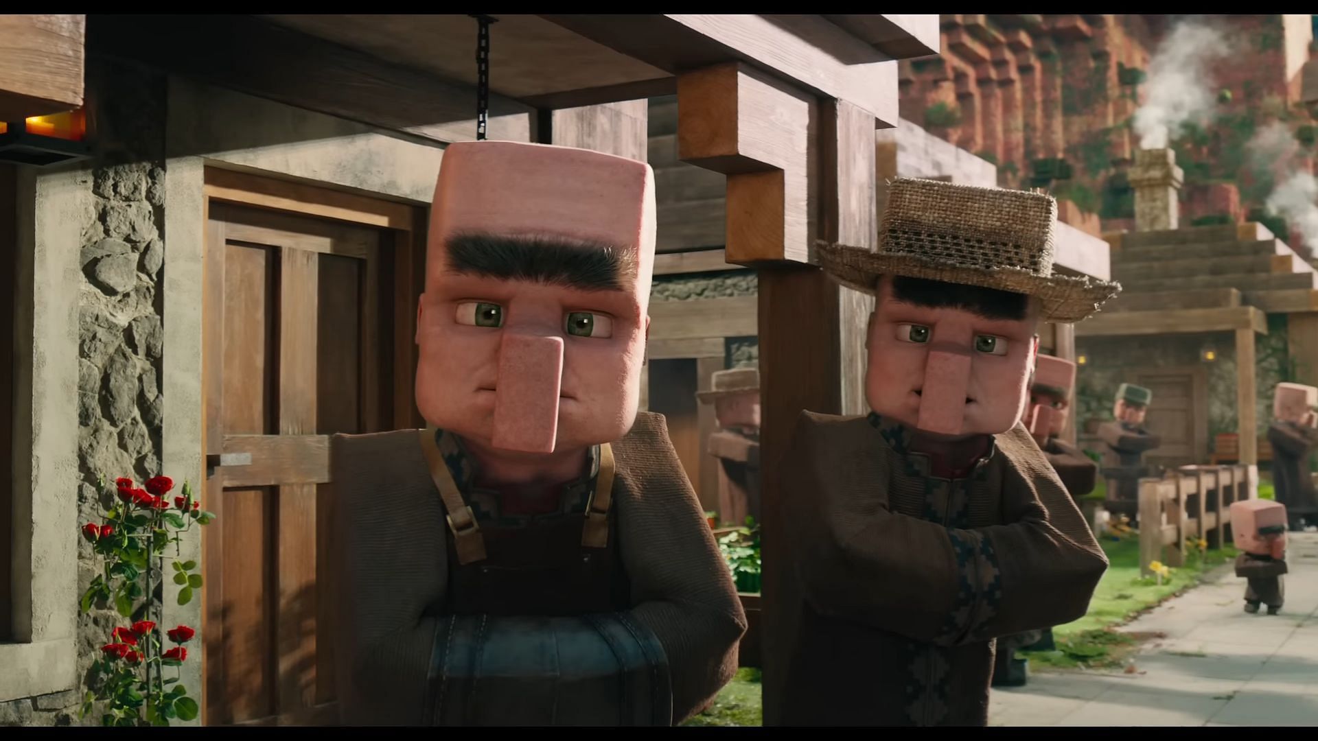 Even in the movie, the villagers judge you and stare into your soul (Image via Warner Bros. Pictures)