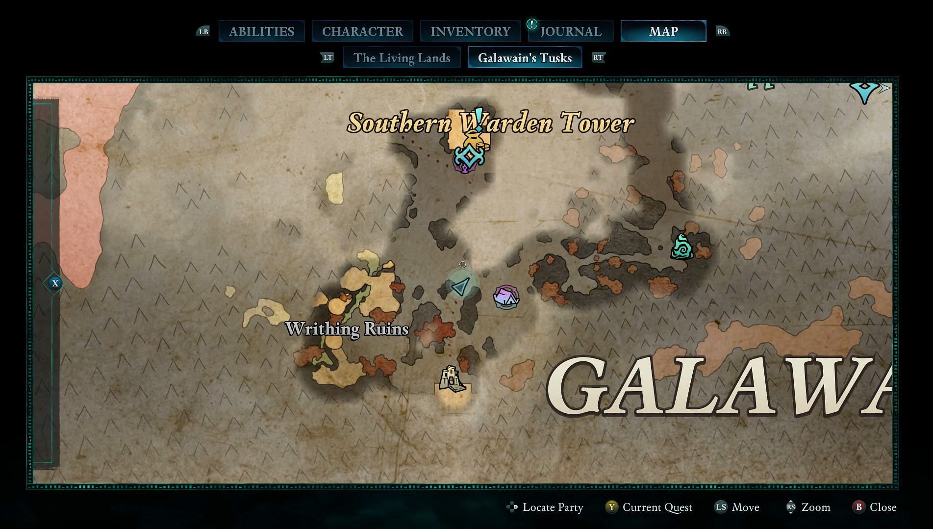 Go to the Southern Warden Tower in the Galawain&rsquo;s Tusks (Image via Xbox Game Studios || YouTube/@ BottomTier)