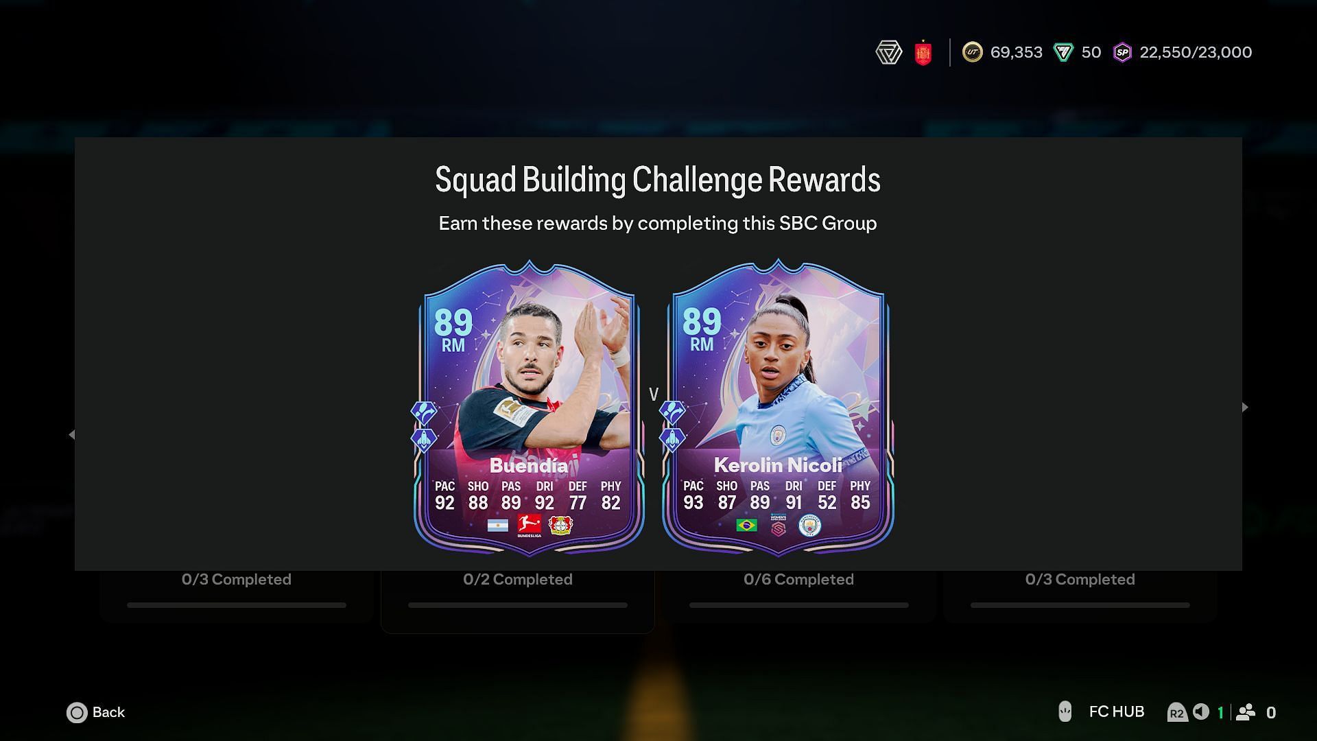 Rewards for EA FC 25 Fantasy FC Player Pick SBC (Image via Sportskeeda Gaming/EA Sports)