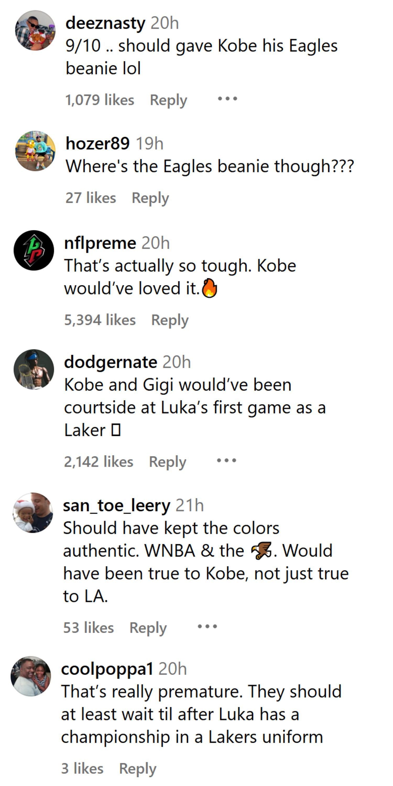 Fans comment on the Luka-Kobe mural in LA. (Photo: @sportscenter on IG)