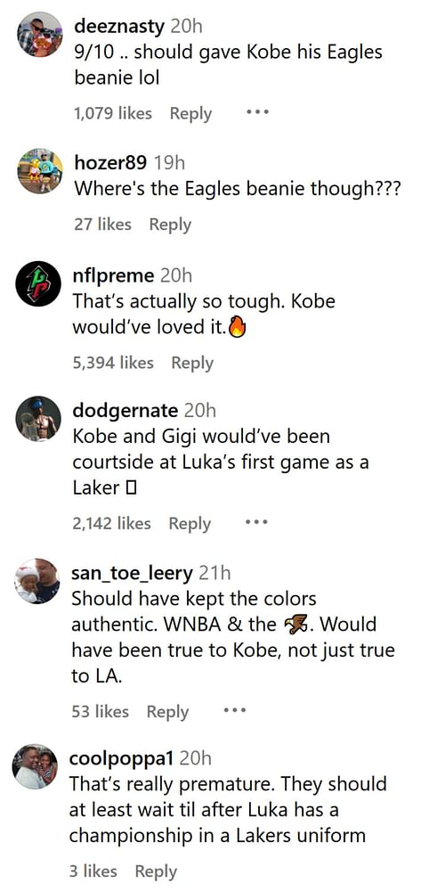 Fans comment on the Luka-Kobe mural in LA. (Photo: @sportscenter on IG)