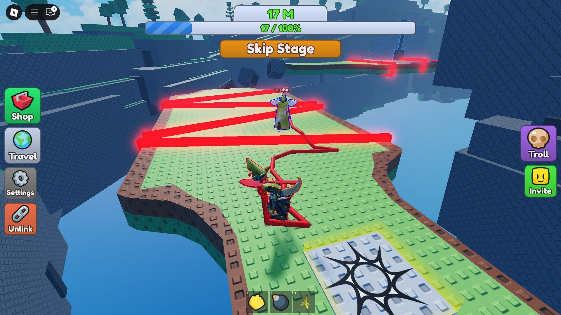 Stand on the white platform to save checkpoint (Image via Roblox)